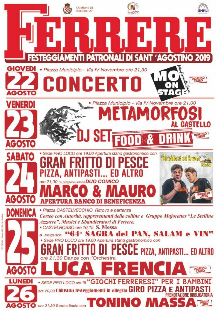Festa Patronale di Sant'Agostino 2019